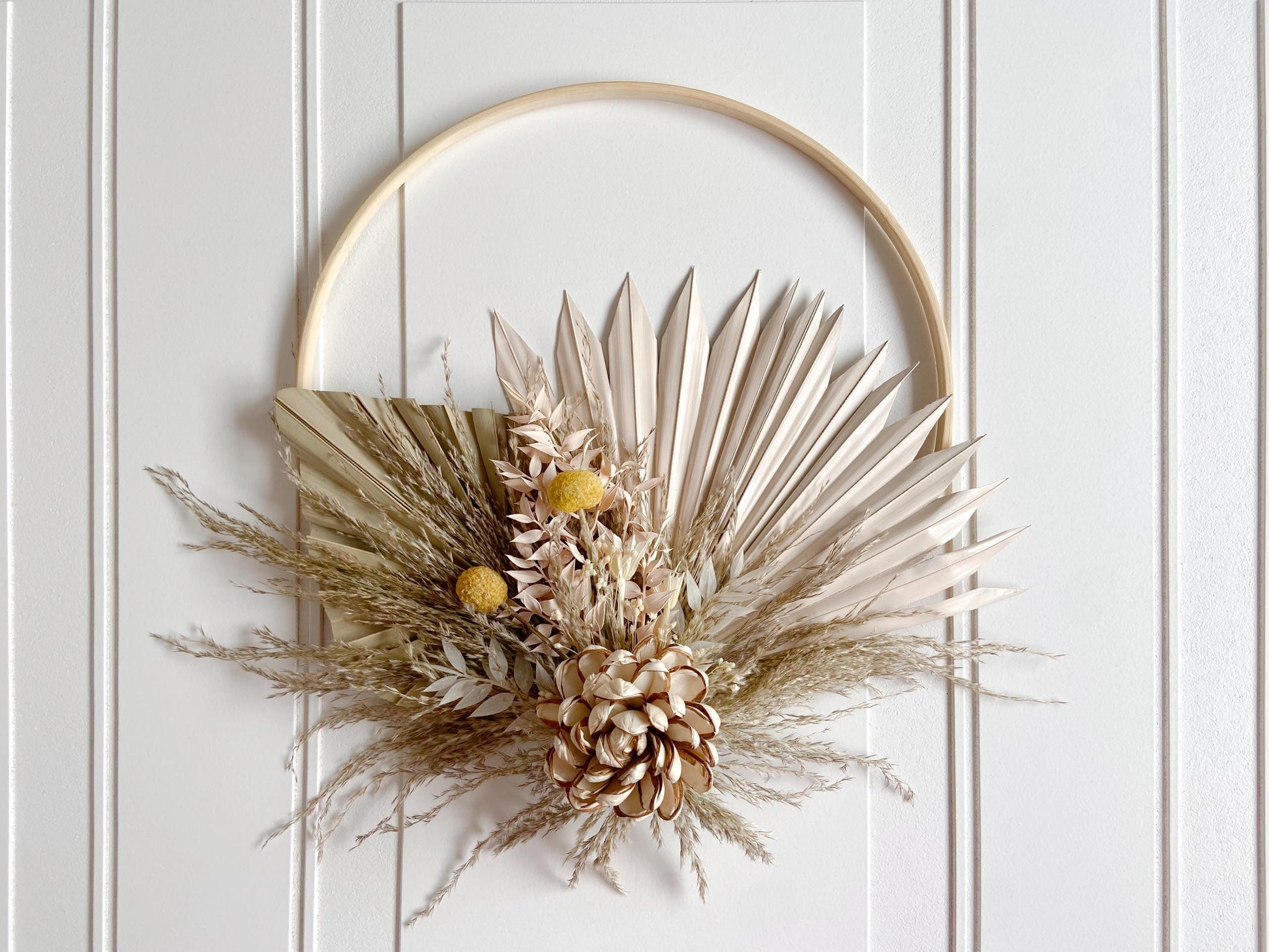 Yellow & Neutral Dried Flowers Wreath