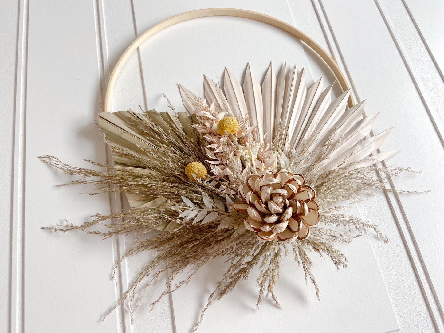 Yellow & Neutral Dried Flowers Wreath