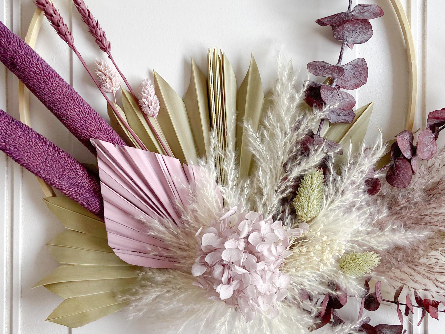 Purple & Neutral Dried Flowers Wreath