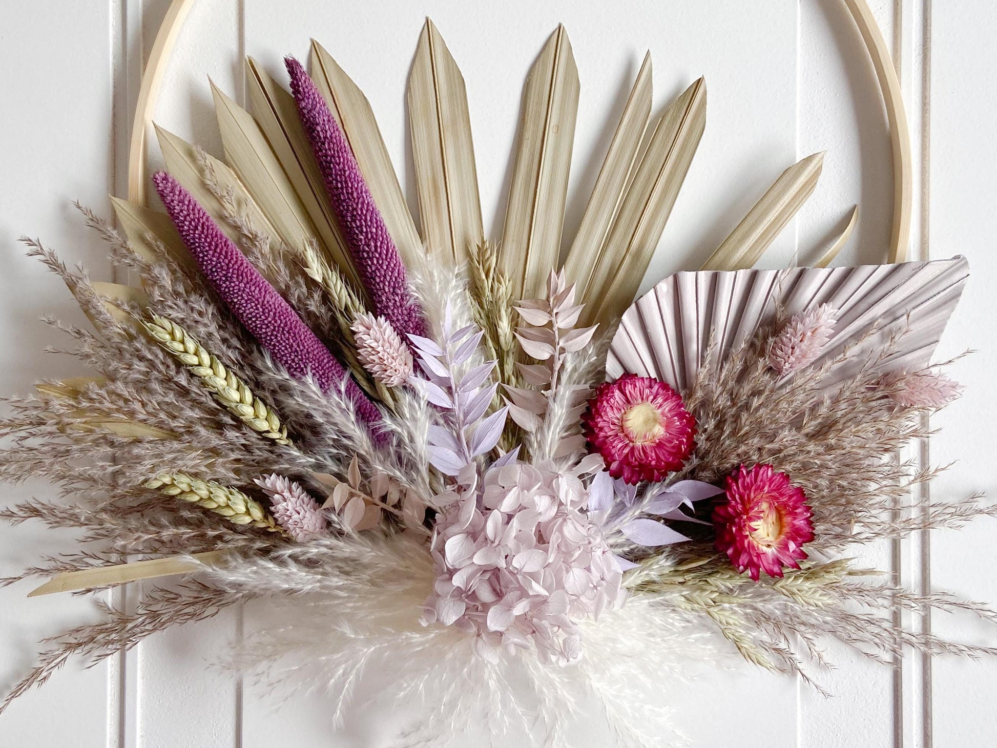 Purple & Neutral Dried Flowers Wreath