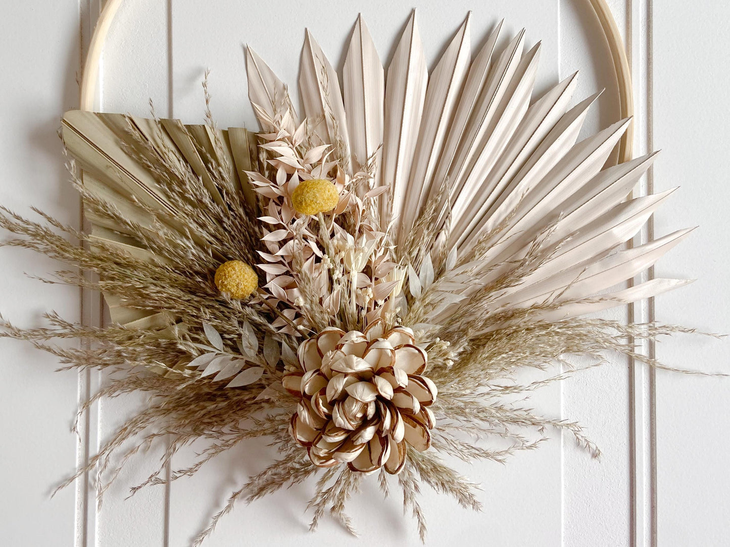 Yellow & Neutral Dried Flowers Wreath